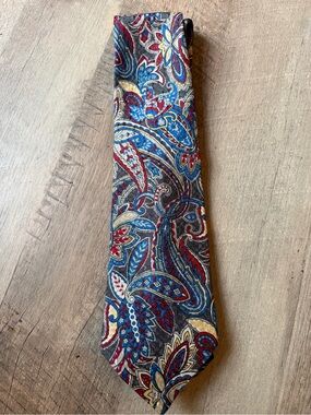Christian Dior Multicolor Paisley Tie - Blue & Red